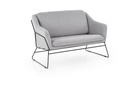 Szövet kétszemélyes kanapé, fekete fém kerettel, világosszürke - HEY