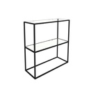 Üveg konzolasztal, fekete fém kerettel - RIQUET