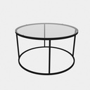 Üveg dohányzóasztal, fekete, fém kerettel, kerek - RIVOLI