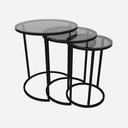 Kerek lerakóasztal, 3 részes, fekete üveg - AUSTERLITZ