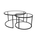 Kerek dohányzóasztal, két részes, üveg, fekete kerettel - ORSAY