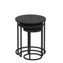 Kerek lerakóasztal szett, 3 részes, fekete márvány - AAA