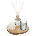 Illatósító ajándékszett fa tálcával, len ilattal, kék – NATURA