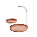 Ékszertartó álvány két tálcával, fém, rézbarna - CREME