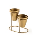 Virágtartó álvány, két db kaspós, fém, arany - PASTIS