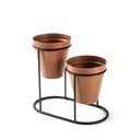 Virágtartó álvány, két db kaspós, fém, rézbarna - PASTIS