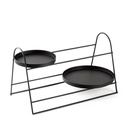 Asztali tároló polc két tálcával, fém, fekete - VODKA