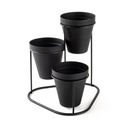 Virágtartó álvány, három db kaspós, fém, fekete - DEMI