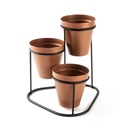 Virágtartó álvány, három db kaspós, fém, rézbarna - DEMI