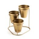 Virágtartó álvány, három db kaspós, fém, arany - DEMI