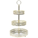 Szervírozótál, 3 emeletes átlátszó, arany – CASABLANCA