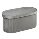Összehajtható tárolós puff ovális, bársony szürke, 80 cm - HACIENDA