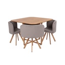 Étkező szett, 4 szürke bársony székkel - PTIT DEJ