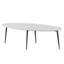 Dohányzóasztal, fa, fehér, fekete fém lábakkal - OVULE