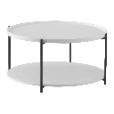 Kerek dohányzóasztal, fa, fehér, fekete fém lábakkal - RONDOU