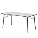 Étkezőasztal, fa, fehér, fekete fém lábakkal, 160 x 80 cm - CARRI