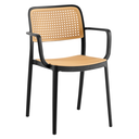 Rakásolható szék, karfával, műanyag, fekete - bézs - DALIA