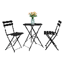 Kerti garnitúra, 3 részes, acél, fekete - JARDIN