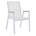 Kerti rakásolható szék, acél - műszövet, fehér - tölgy - MAIDO