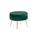 Puff, bársony, smaragdzöld, arany színű fém lábakkal - SEE