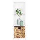 Polcrendszer tárolórésszel, 3 részes, gyékény, fehér - FA