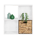 Polcrendszer tárolórésszel, 4 részes, gyékény, fehér - FA