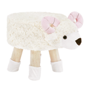 Puff, bárány alakú, bársony, fehér - rózsaszín - MOUTON