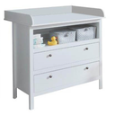 Komód pelenkázóasztallal, fa, fehér - BABY
