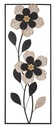 Fali dekoráció, virágos, balos, fém, fekete - barna, téglalap alakú fakeretben - FLEURS