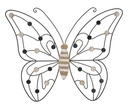 Fali dekoráció, pillangó, fém - fa, fekete - barna - PAPILLON