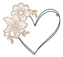Fali dekoráció, szív, fém, fekete - barna - COEUR