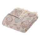 Ágytakaró, rojtos, pamut, bézs - rózsaszín- kék, 240 x 260 cm - SHOP