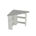 Sarok íróasztal, polcokkal, márvány hatású, fa, fehér - BLIT