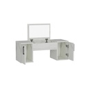 Sminkasztal, tükörrel, falra szerelhető, márvány hatású, fa, fehér - PARIOLITE