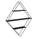 Fali polc, rombusz alakú, fém, fekete - ASIM