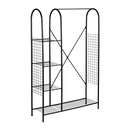 Álló akasztó, cipőtartóval, polcokkal, fém, fekete - EPINGLES