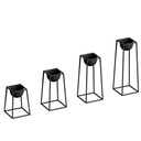 Kaspó szett, 4 részes, állvánnyal, fém, fekete - PLANTOU