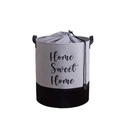 Szennyestartó, összehúzható, feliratos, szövet, szürke - HOME SWEET HOME