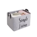 Tárolókosár, Simple Living felirattal, nagy, szövet, szürke, 37 cm - SIMPLE LIVING