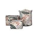 Tároló szett, 3 részes, levélmintás, szövet, krém - PALMETTE