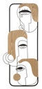 Fali dekoráció, kubista arcok, keretben, fém - fa, fekete - barna, 38 x 89,5 cm - BOUCLETTES