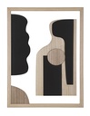 Fali dekoráció, geometriai mintás, keretben, fa, bézs - fekete, 1. verzió - PROFIL