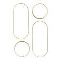 Fali tükör szett, 4 db, ovális, arany - fém kerettel - POINTS SUR LES I