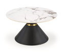 Kerek dohányzóasztal 80 cm, márvány mintás, fekete fém lábbal - CONE