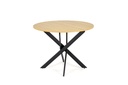 Étkezőasztal, kerek, tölgy, fekete acél lábakkal, 100 cm - STYLE