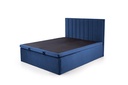 Kétszemélyes ágy, ágyneműtartóval, bársony, sötétkék, 160 cm - ROYAN