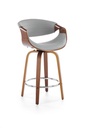 Bárszék, eco bőr - fa - fém, szürke - dió - FIGUE