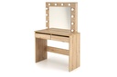 Sminkasztal, tükörrel, LED lámpákkal, fa, tölgy - LAPLUBELLE