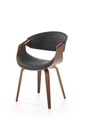 Étkezőszék, bőr - fa, fekete - dió - SPOT