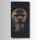 Vászon falikép, 30x80 cm női arc fekete arany - LA FEMME